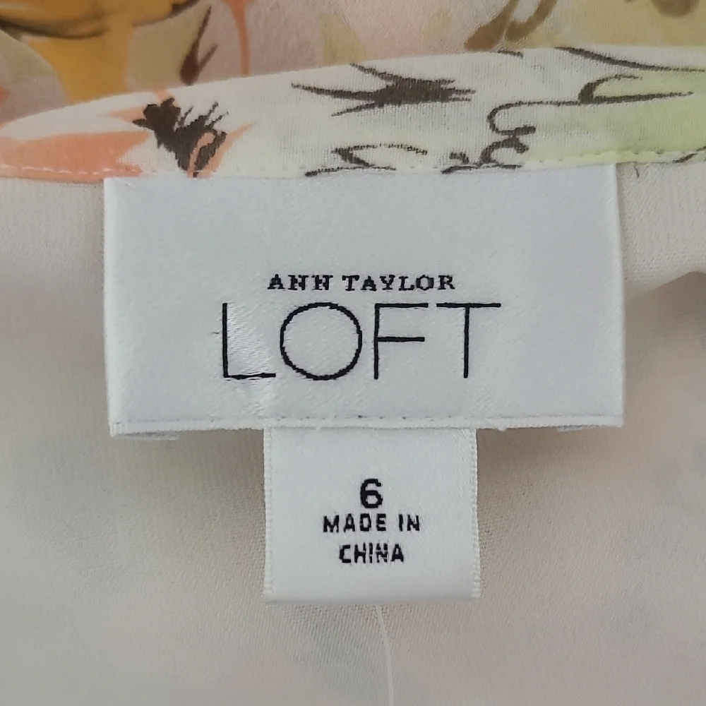 Ann Taylor Loft Women's Peach Floral 100% Silk‎ Tiered Ruffle Lined Skirt 6 NEW
